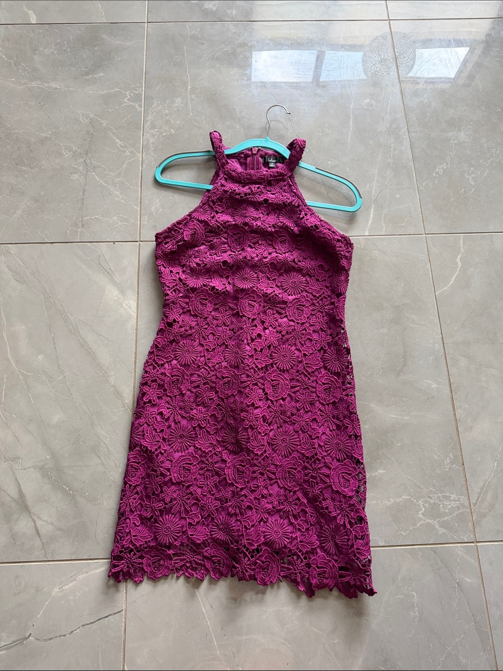 Lulu's Hot Pink Floral Lace Dress